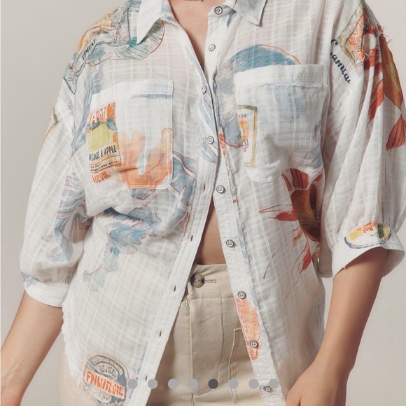 Pilcro batwing printed buttondown shirt - Picture 3 of 4